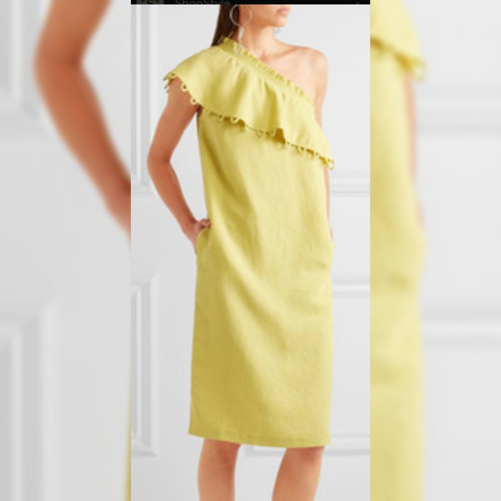 Ruffle One-Shoulder Lemon Dress